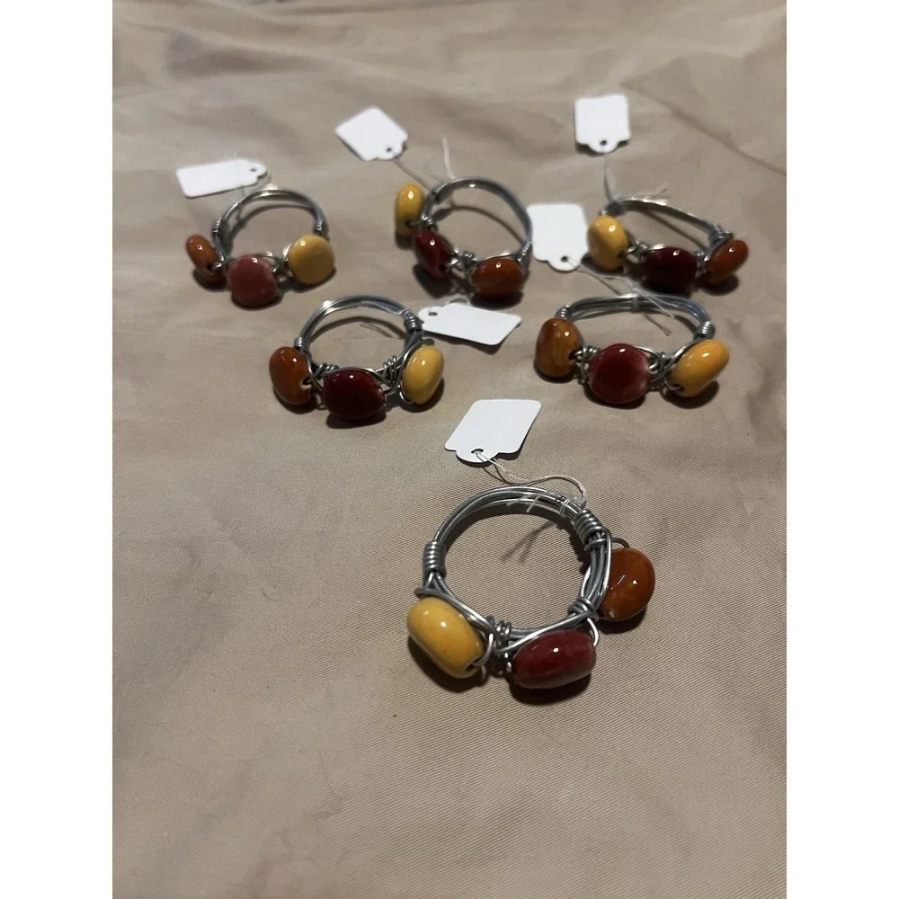 Set 6 Beaded Napkin Rings Napkin Holders‎ Harvest Fall Autumn Colors Table Decor